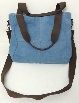 #ad Women#x27;s Handbag Blue Canvas Shoulder Bag Med Large Capacity Crossbody Bag EUC