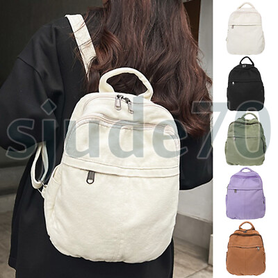 #ad Small Canvas Backpack Vintage Women Daypack Casual Rucksack School Bag Travel