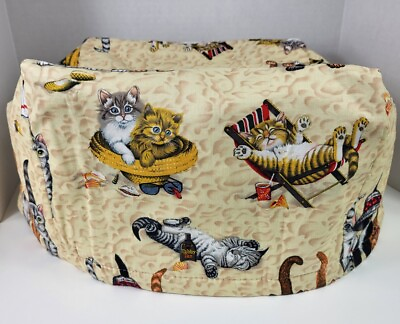 #ad #ad Cats on the Beach Fabric Toaster Mixer Small Appliance Dust Cover Yellow 8quot;