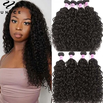 #ad UNice Indian Natural Wave Virgin Human Hair Extension Bundles Wet and Wavy Wefts