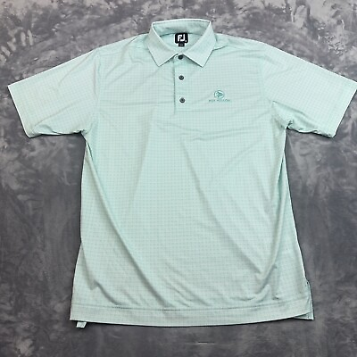 #ad FJ FootJoy Men#x27;s Green Golf Performance Polo Shirt Fox Hollow Embroidered Size M