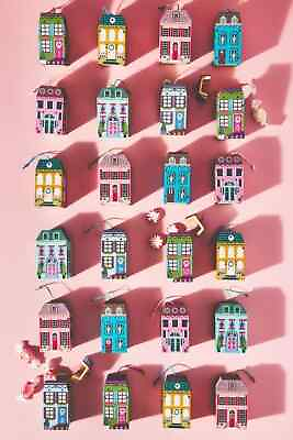 #ad Anthropologie Winter City Advent Ornaments Calendar Townhouses Apartment NEW