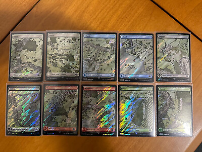 #ad MTG Surge Foil LOTR Lord of the Rings Full Art Map Lands FULL SET UNPLAYED