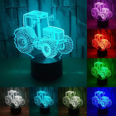 #ad Amazing 3D LED Night Light 7 Color Dynamic Tractor Car Light for Home Decoration