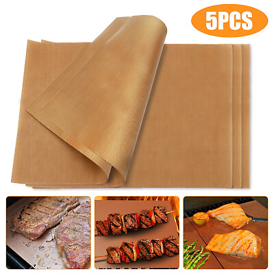 #ad 5Pcs BBQ Copper Grill Mats Outdoor Barbecue Cooking Baking Non Stick Reusable