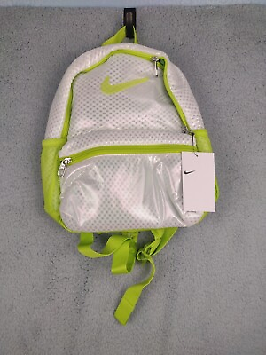 #ad Nike JUST DO DO IT Girls Mini Backpack Neon Green White 2 Pockets 2 Zips