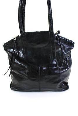 #ad Hobo The Original Womens Leather Zipped Tassel Darted Shoulder Handbag Black