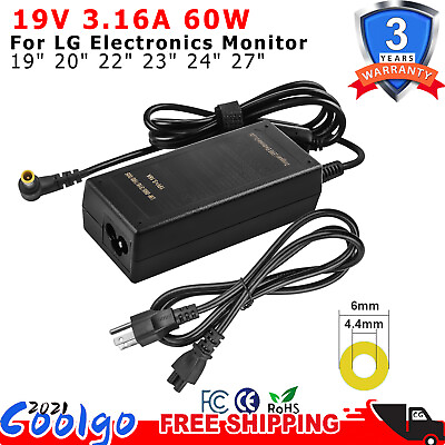 #ad 19V AC Adapter Charger For LG Electronics Full HD LCD LED Monitor Power Supply