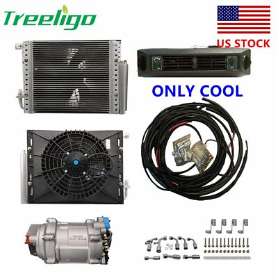 #ad 12V Universal Electric Only Cooling Underdash Air Conditioner Auto Car A C Kit