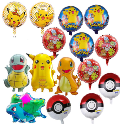 #ad 15 Pcs Balloons Pokemon Cartoon Foil Balloons for Kids Party Birthday Decor