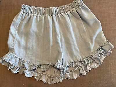 #ad Active Denim Womens shorts USA ruffles Size M Light Wash elastic waist CUTE