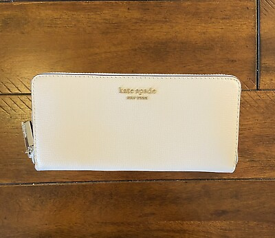#ad Kate Spade New York White Leather Zip Around Wallet NWT $158