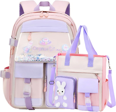 #ad Bunny Backpack for Girls Kawaii Girls School Backpack Cute Sequin Kids Bookbags