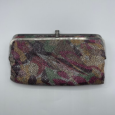 HOBO Lauren Wallet Fall Foliage Double Frame Clutch Speckled Emboss 5quot; x 8.5quot; $59.00