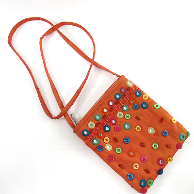 #ad Boho Button Crossbody Handbag Women Small Orange Embroidered Purse Shoulder Bag