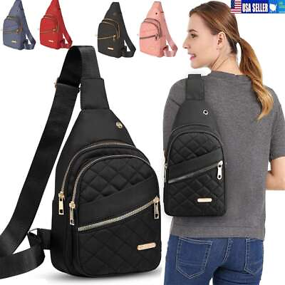 #ad Travel Womens Black Crossbody Small Sling Backpack Sling Bag Chest Bag Daypack