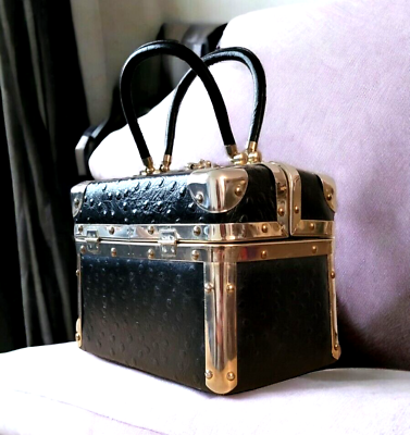 #ad Vintage Borsa Bella Box Purse Handbag  Makeup Case Made In Italy Hardbody