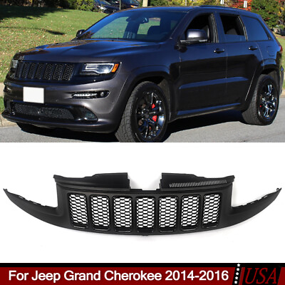 #ad SRT8 Style Front Grille Assembly For 2014 2016 Jeep Grand Cherokee Gloss Black