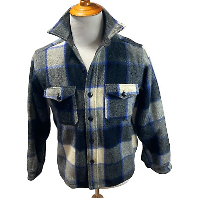 #ad Vintage Woolrich Heavy Mens L Sz 16 Button Up Heavy Barn Wool Plaid USA Woolrüch
