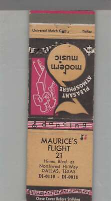 #ad Matchbook Cover Music Related Maurice#x27;s Flight 21 Dallas TX