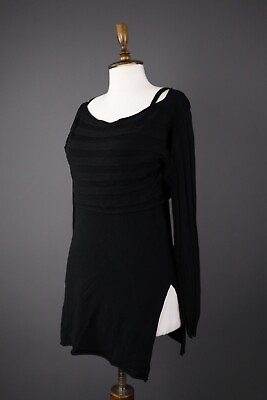 #ad SARAH PACINI Black Designer Night Stretch Bodycon Dress One Size