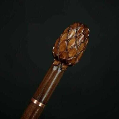 #ad Pineapple Cone Designer Head Handle Brown Walking Stick Cane Best Gift Handmade