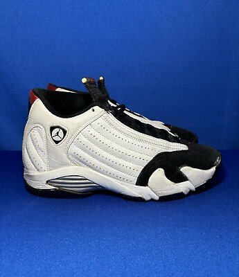 #ad Nike Air Jordan 14 Retro Black Toe 487471 102 White Leather Size 8 Mens