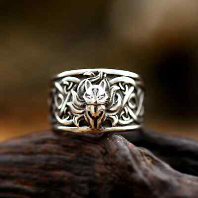 #ad Vintage Fashion Viking Celtic Knot Stainless Steel Fox Rings Sizes 7 14