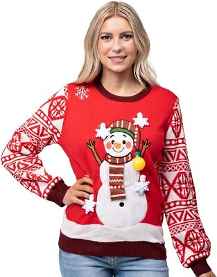 #ad Adult Christmas Snowman Ugly Sweater LED Light Up Xmas Sweater Built in LED