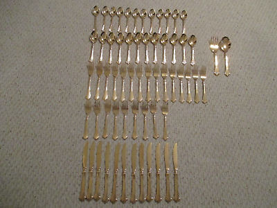 #ad Wm Rogers amp; Son Royal Plume Gold Plated Flatware 62 pc Set
