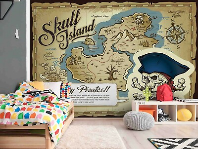 #ad 3D Pirate Cartoon Map Wallpaper Wall Mural Self adhesive Removable 476