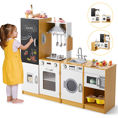 #ad Kids Pretend Kitchen Playset Freely Combination Cooking Toys w SoundsBlackboard