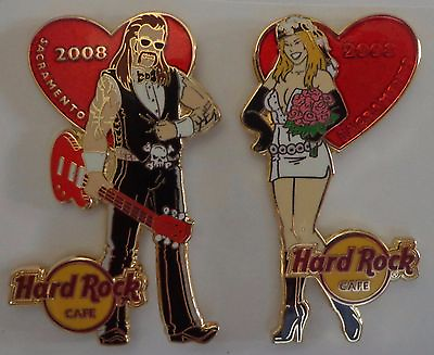 #ad Hard Rock Cafe Pin Bride and Groom Pin Set of 2 Sacramento LE 300