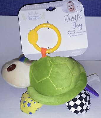 #ad Le Bebe Turtle Toy Baby Plush Stuffed Hanging Teether Mirror Crinkle Feet Rattle