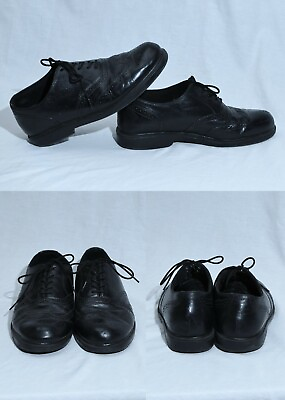 #ad Nunn Bush Wingtip Lace up Oxford Black $69 Retail Mens 10.5M Comfort Gel Shoes