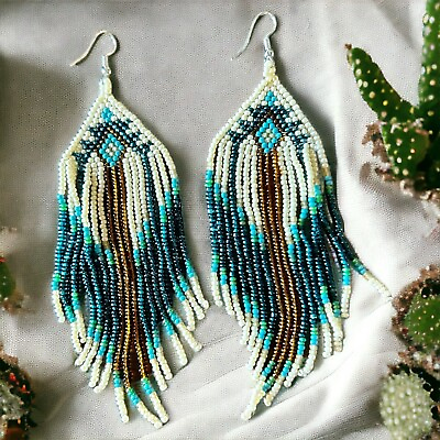 #ad Handmade Native American Style Beaded Tassel Fashion* Earrings Extra Long Gift