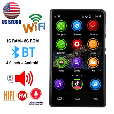 #ad 4quot; Full Touch Screen Android MP3 Player WiFi Bluetooth HiFi MP4 Player 1G8G US