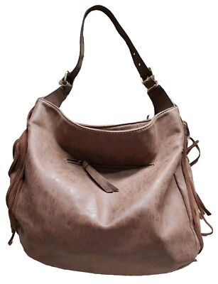 #ad Western brown hobo Leather Tassels bag faux leather L Pockets Sholder Handbag