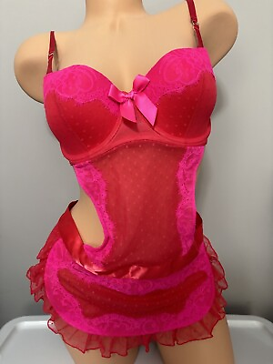 #ad Victoria’s Secret Sexy Little Things Lace Maid Apron Lingerie Size 34D