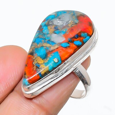 #ad Spiny Oyster Gemstone Handmade 925 Sterling Silver Jewelry Ring Size 7.5 t373