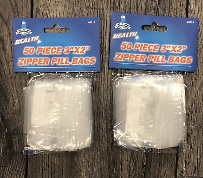#ad 100 Pill Pouch Zipper Pill Bags Sealed 3” X 2” Travel Organizer Bag Heavy Duty