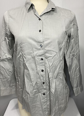 #ad J. Jill Womens Button Down blouse Gray Long Sleeve size XS Business Casual Top