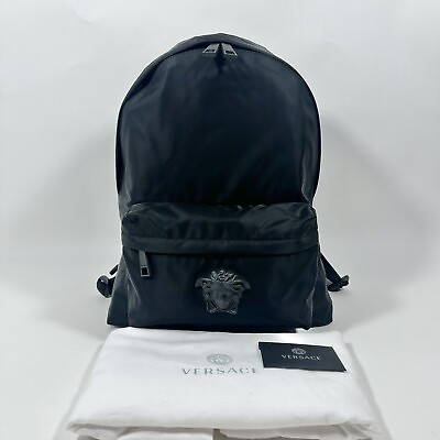#ad #ad Versace La Medusa Palazzo Black Nylon Backpack NWT $1450