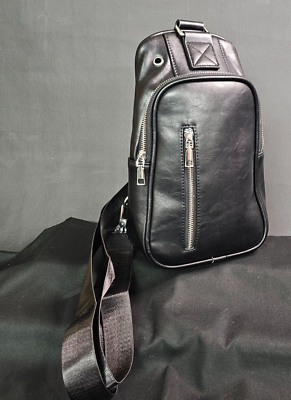 #ad Small Leather Sling Crossbody Backpack Shoulder Bag Unisex NIP