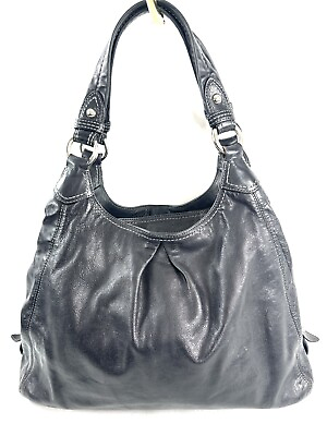 #ad COACH Madison Maggie 13897 Black Leather Hobo Large Shoulder Bag 3 Sections