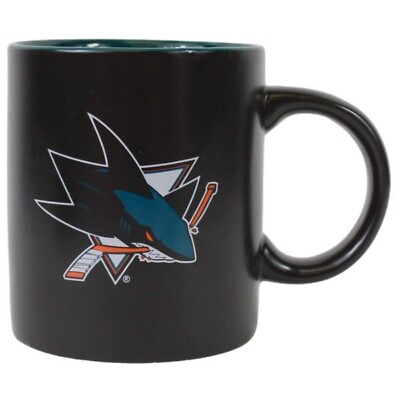 #ad NHL San Jose Sharks Hockey 14oz Ceramic 2Tone Black Matte Series Mug