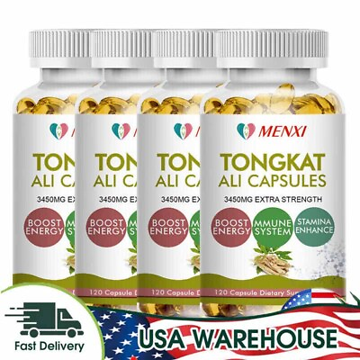 #ad 1 4pcs Tongkat Extract Vegan 120 Capsules Strong Natural Testosterone Booster US