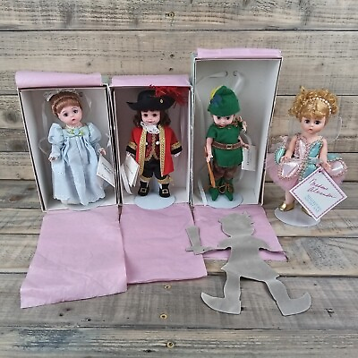 #ad Lot of 4 Madame Alexander Storyland Peter Pan Cpt Hook Tinkerbell Wendy Dolls