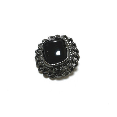 #ad Vintage Chanel Button 1 Piece 759 black stone CC Logo 2.4 x 2.3cm 0.94 x 0.90quot;