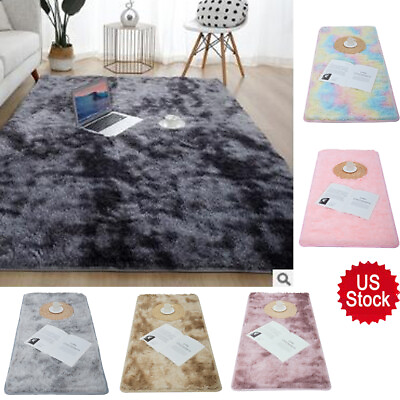 #ad Tie dyed Carpet Winter Warmth Faux Fur Fluffy Shag Carpet Plush Mat Area Rugs